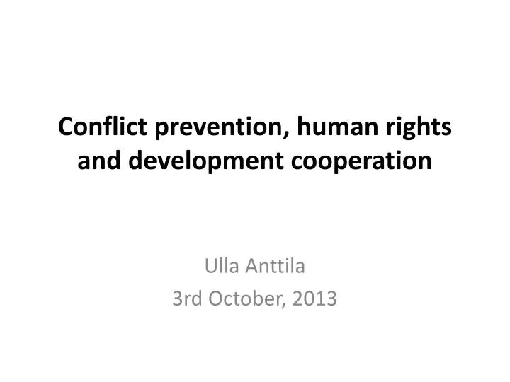 conflict prevention human rights and development cooperation