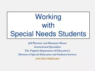 Working with Special Needs Students
