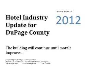 Hotel Industry Update for DuPage County