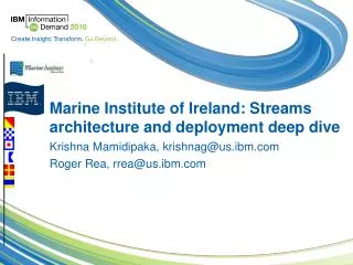 Marine Institute of Ireland: Streams architecture and deployment deep dive