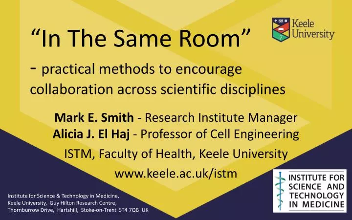 in the same room practical methods to encourage collaboration across scientific disciplines
