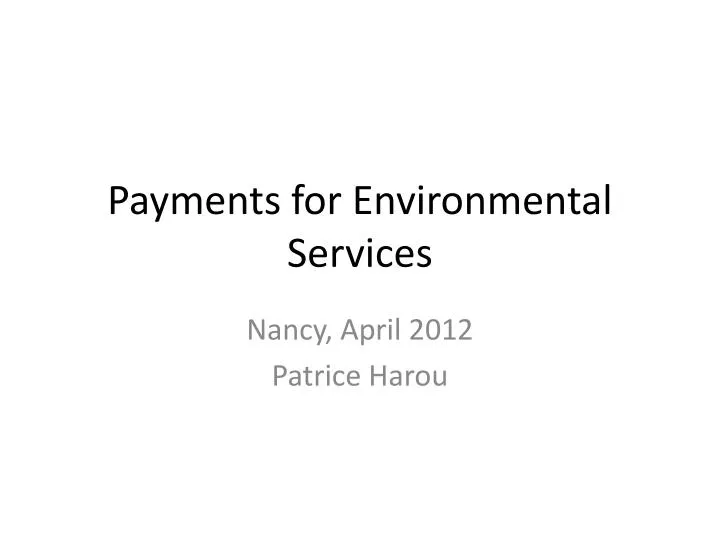 payments for environmental services