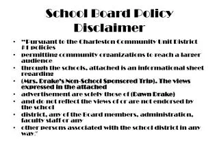 School Board Policy Disclaimer