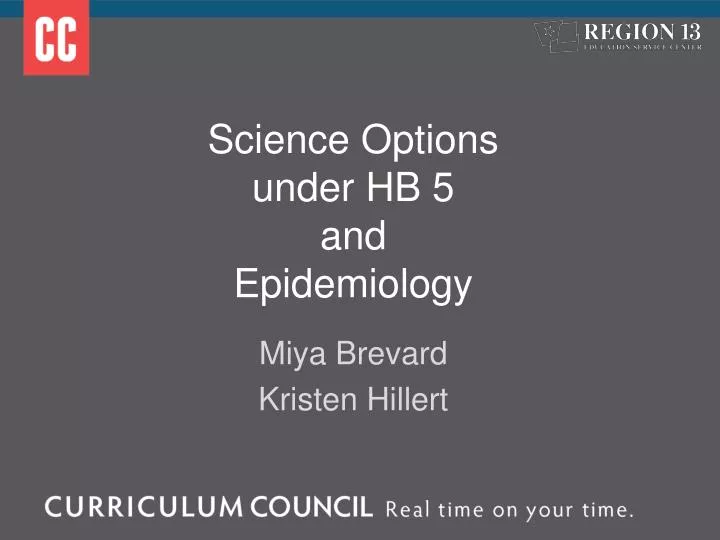 science options under hb 5 and epidemiology