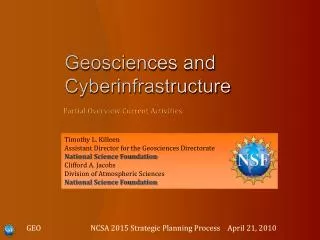 Geosciences and Cyberinfrastructure