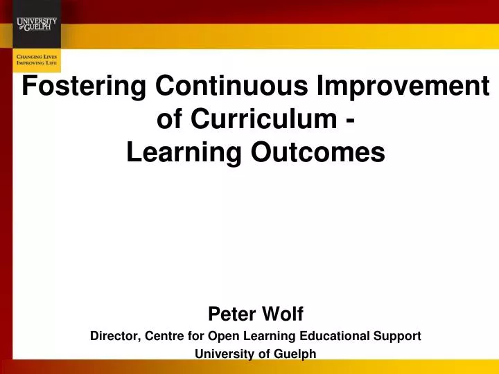 fostering continuous improvement of curriculum learning outcomes