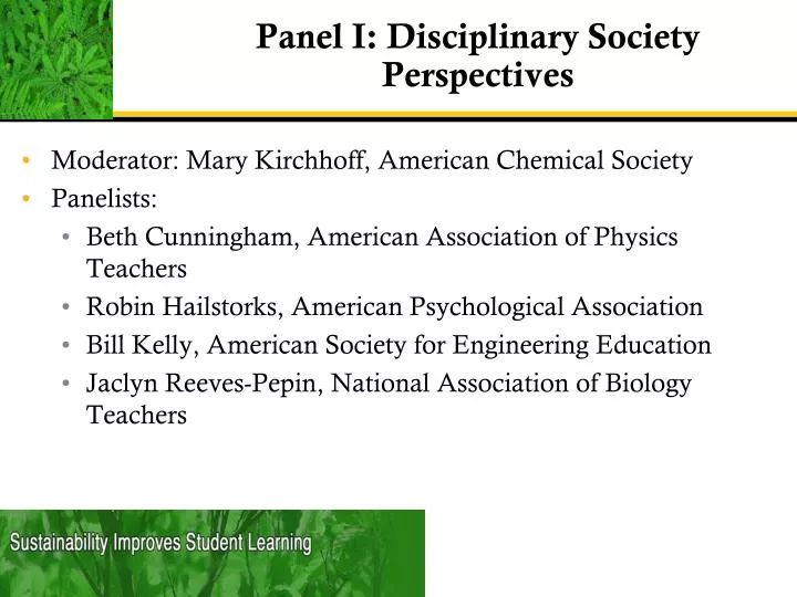 panel i disciplinary society perspectives