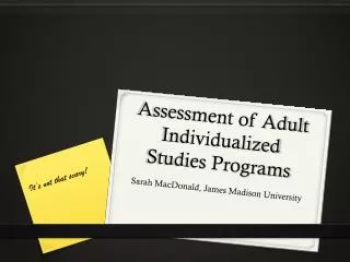 Assessment of Adult Individualized Studies Programs