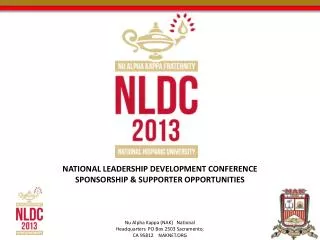 NATIONAL LEADERSHIP DEVELOPMENT CONFERENCE SPONSORSHIP &amp; SUPPORTER OPPORTUNITIES