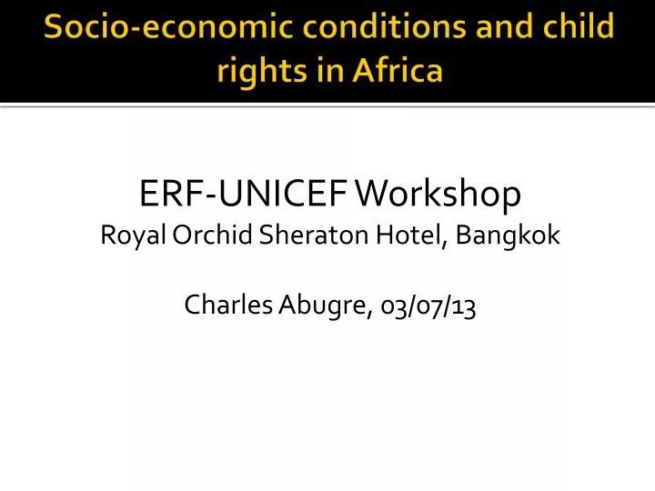 socio economic conditions and child rights in africa