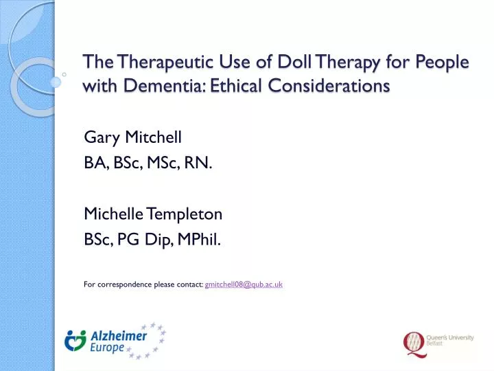 the therapeutic use of doll therapy for people with dementia ethical considerations