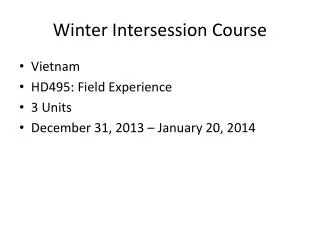 Winter Intersession Course