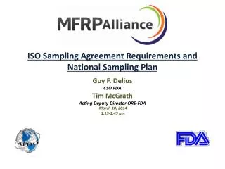 ISO Sampling Agreement Requirements and National Sampling Plan