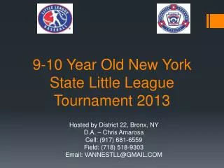 9-10 Year Old New York State Little League Tournament 2013