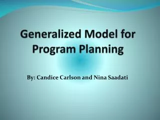 Generalized Model for Program Planning