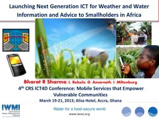 Launching Next Generation ICT for Weather and Water Information and Advice to Smallholders in Africa