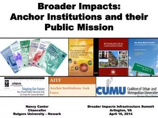 Broader Impacts: Anchor Institutions and their Public Mission