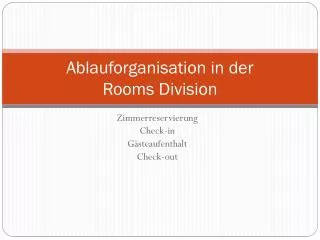 ablauforganisation in der rooms division