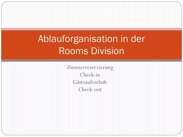 ablauforganisation in der rooms division