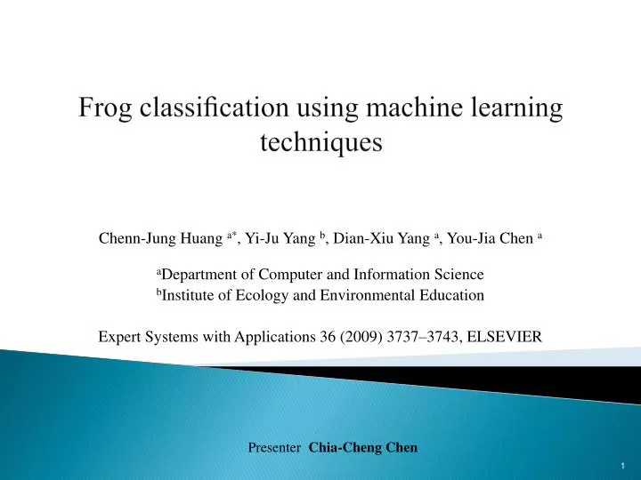 frog classi cation using machine learning techniques