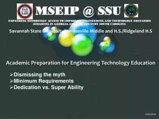Academic Preparation for Engineering Technology Education