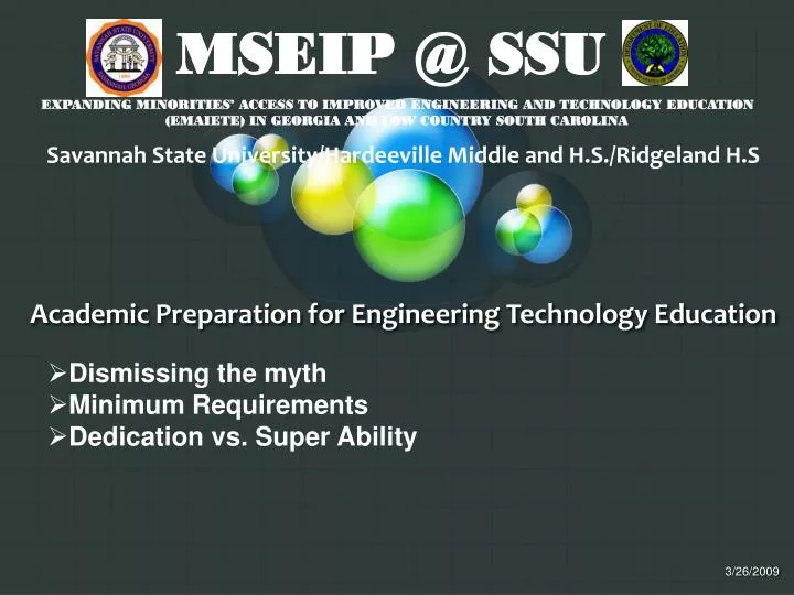 academic preparation for engineering technology education