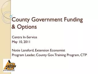 County Government Funding &amp; Options