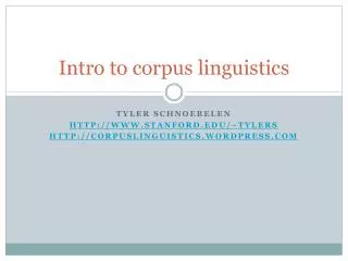 Intro to corpus linguistics