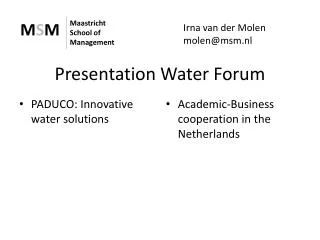 Presentation Water Forum