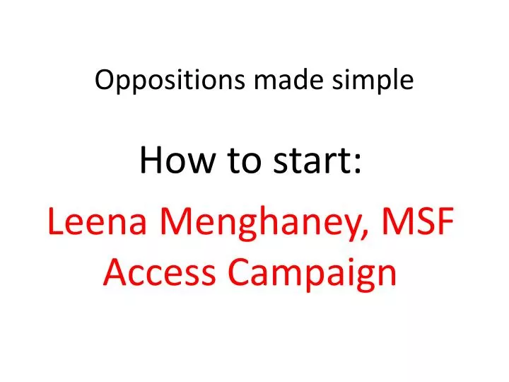 oppositions made simple