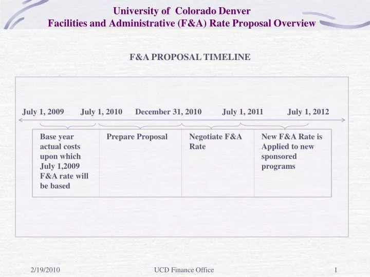 university of colorado denver facilities and administrative f a rate proposal overview