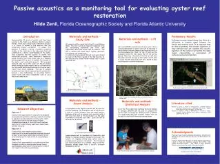 Passive acoustics as a monitoring tool for evaluating oyster reef restoration