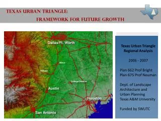 TEXAS URBAN TRIANGLE: FRAMEWORK FOR FUTURE GROWTH