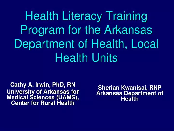 health literacy training program for the arkansas department of health local health units