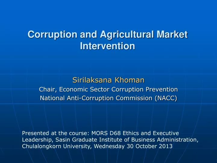 corruption and agricultural market intervention