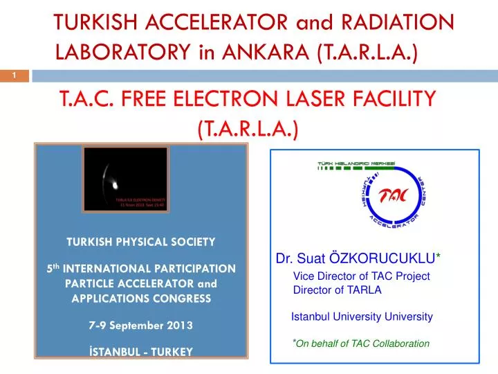 t a c free electron laser facility t a r l a