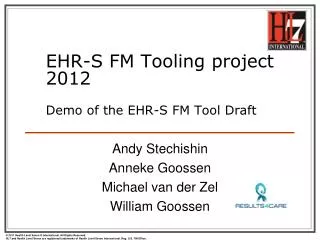 EHR-S FM Tooling project 2012 Demo of the EHR-S FM Tool Draft