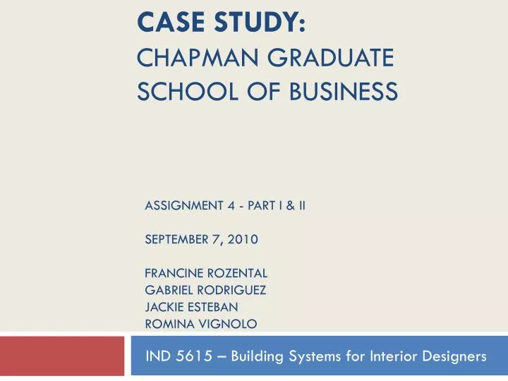 case study chapman graduate school of business