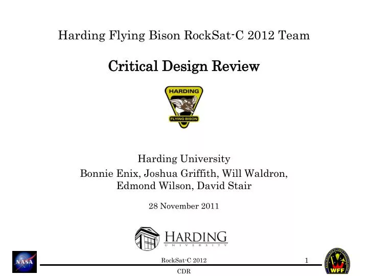 harding flying bison rocksat c 2012 team critical design review
