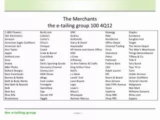 The Merchants the e-tailing group 100 4Q12