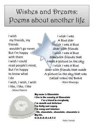 Wishes and Dreams: Poems about another life