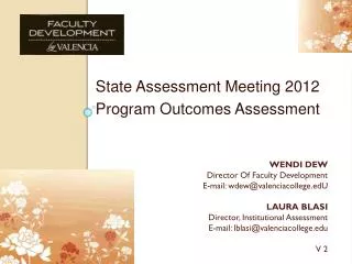 State Assessment Meeting 2012 Program Outcomes Assessment