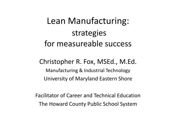 lean manufacturing strategies for measureable success