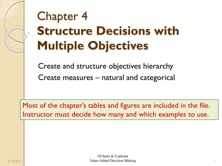 chapter 4 structure decisions with multiple objectives