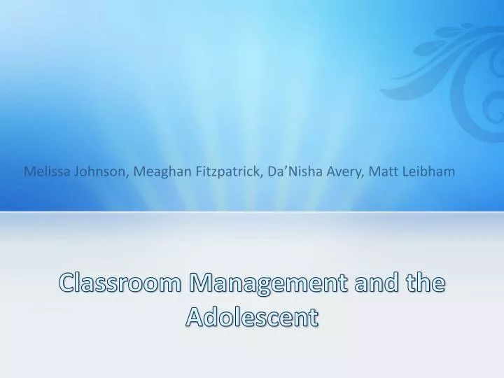 classroom management and the adolescent