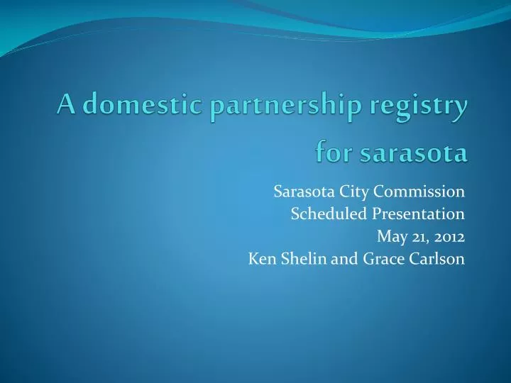 a domestic partnership registry for sarasota