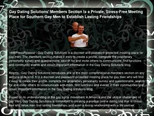 Gay Dating Solutions' Members Section Is a Private