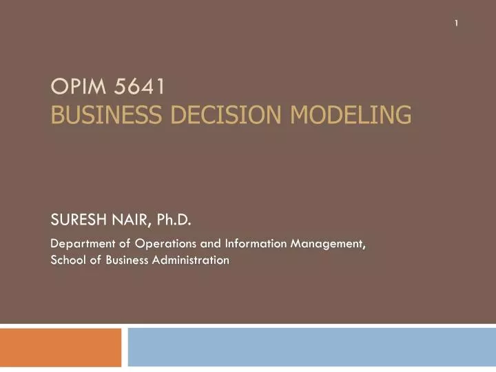 opim 5641 business decision modeling