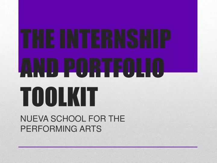 the internship and portfolio toolkit