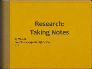 Research: Taking Notes
